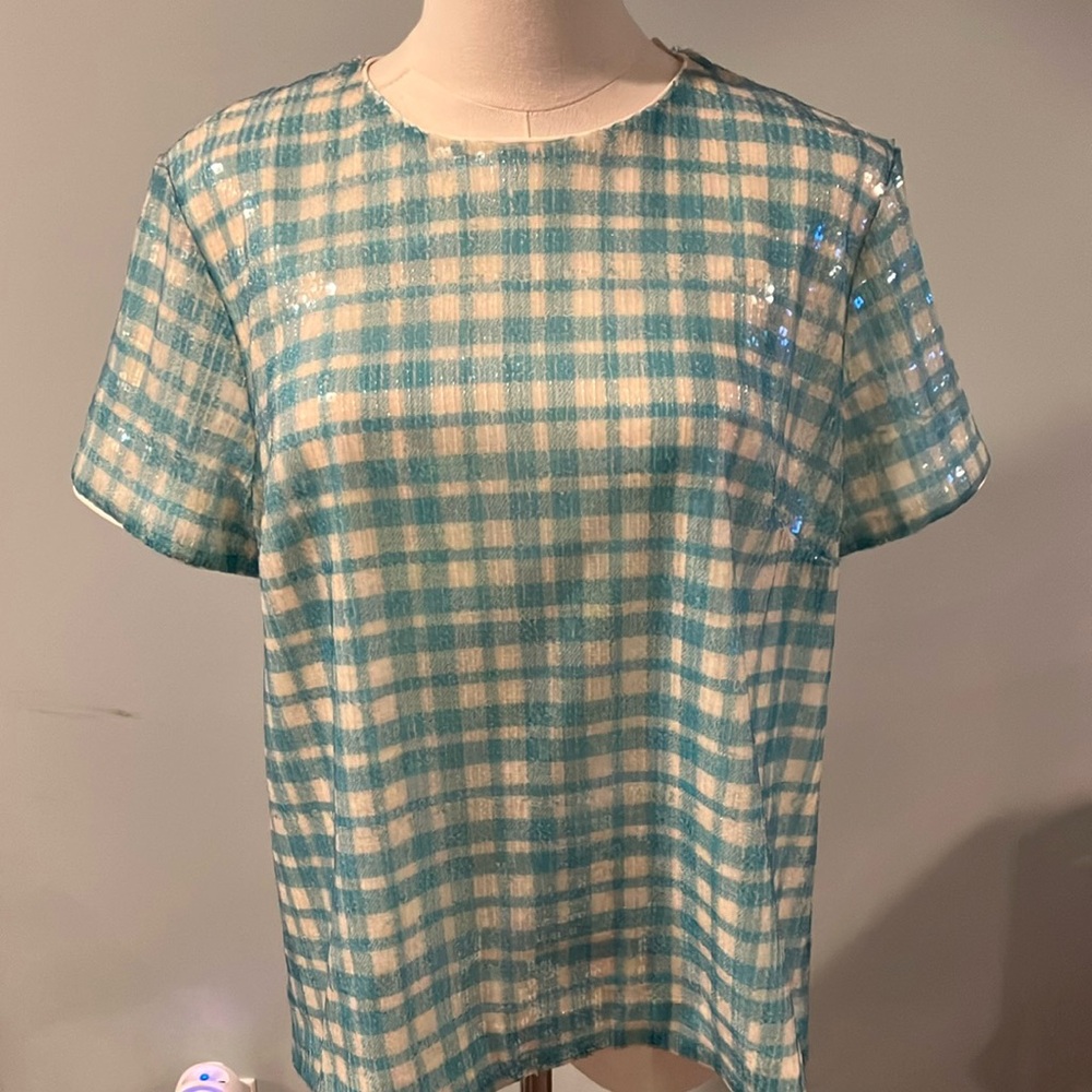 NWT beautiful plaid sequin top